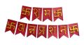 Red Subha Annaprashan Banner In Nepali Script With Golden Letters And Swostik Symbols. 