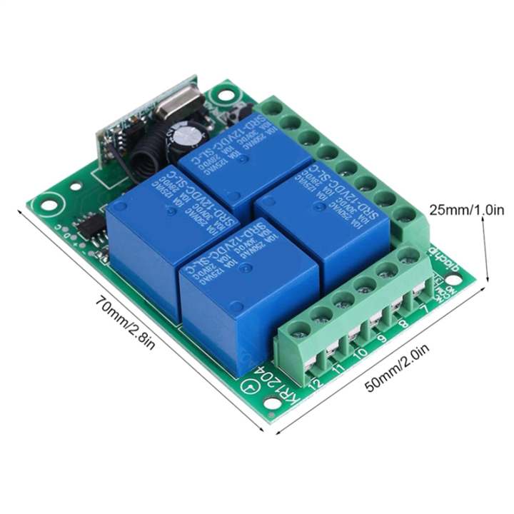 NAMUNY%202X%20Universal%20Wireless%20Remote%20Control%20Switch%20DC%2012V%204CH%20Relay%20Receiver%20Module%20with%204%20Channel%20RF%20Remote%20433Mhz%20Transmitter%20-%20Image%202