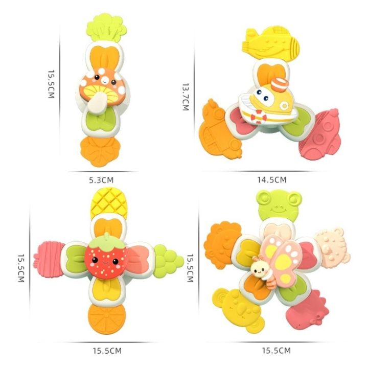 4Pcs%20High%20Quality%20Cute%20Cartoon%20Baby%20Spinning%20Toy%20Interesting%20Portable%20Finger%20Spinning%20Top%20with%20Suction%20Cup%20Bathing%20Toy%20Kid%20-%20Image%202
