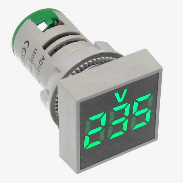 Green 22MM AC 12-500V Voltmeter Square Panel LED Digital Voltage Meter Indicator Light - Volt Meter |