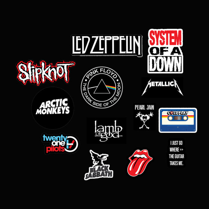 Vintage Bands Sticker Pack Water Proof 13 pcs | Daraz.com.np