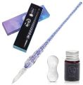 TMS Crystal Glass Dip Pen with Holder Stand and Ink Set | Calligraphy Pens Signature | Art and Craft. 