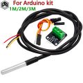 DS18B20 Temperature Sensor Module Kit Waterproof 100CM Digital Sensor Cable Stainless Steel Probe Terminal Adapter For Arduino. 