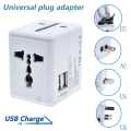 Super Quality Universal Travel Adapter with Dual USB Ports - Worldwide Plug Charger for Phone, Laptop & Devices, 6A Fuse, Safety Shutters, Patented Design, Works in 150+ Countries (US/EU/UK/AU). 