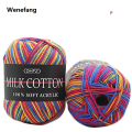 Wenefang Mixed Colour 50g Knitting Yarn Knitting Tool Cotton Profesional Yarn Crochet Milk Soft Baby Cotton Wool Yarn. 
