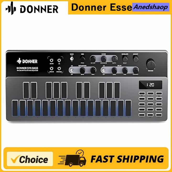 Anedshaop Analog Bass Synthesizer and Sequencer, Donner Essential B1 with New style Intuitive User Interface, 128 Patterns Memory, Saturation