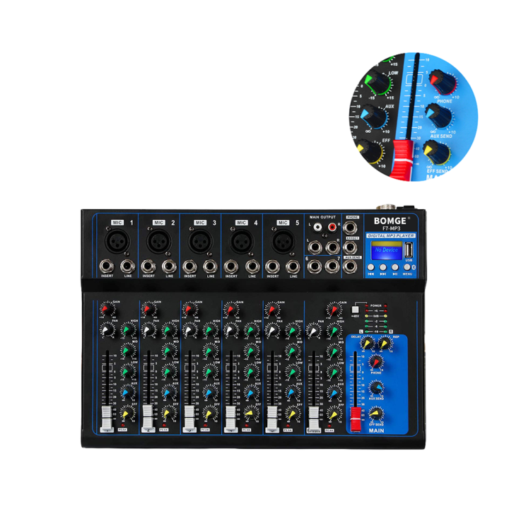 BOMGE%20F7%20Bluetooth%20Portable%20Audio%20Mixer%20%20DJ%20Sound%20Mixing%20Console%20MP3%20Jack%2048V%20Power%20for%20Computer%20Recording,%207-Channel%20Bands%20Mixing%20Boards%20For%20Studio%20Recording%20-%20Image%204