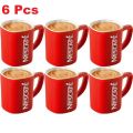 Red Nescafe Ceramic Tea Coffee Mug Cup 250 ml Set Of 6. 