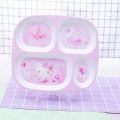 Masala Beads Cute Hello Kitty Cartoon Four Grid Platter Plate Children's Dinner Tableware Set 22*24cm. 