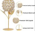 Golden Round Crystal Candle Holder For Decoration 6.5 Inch Height. 