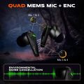 TRIGGR Kraken X1 with Battery Display, 40ms Ultra-low Latency, Quad Mic ENC, 40Hr Battery, Fast Charge, v5.3 Bluetooth Earbuds. 