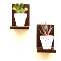 Wall Mounted Small Beautiful Engineered Wood Wall Shelf for Living Room Set of 2 (Brown)(Painted Finish). 