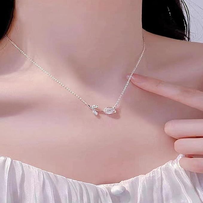 1%20Pcs%20Silver%20Plated%20Opal%20Zircon%20Tulip%20Flower%20Charm%20Pendant%20Necklace%20For%20Women%20Girls%20Jewelry%20Choker%20-%20Cute%20Tulip%20Flower%20Silver%20Necklace%20(Best%20Gift%20Ever)%20-%20Image%204