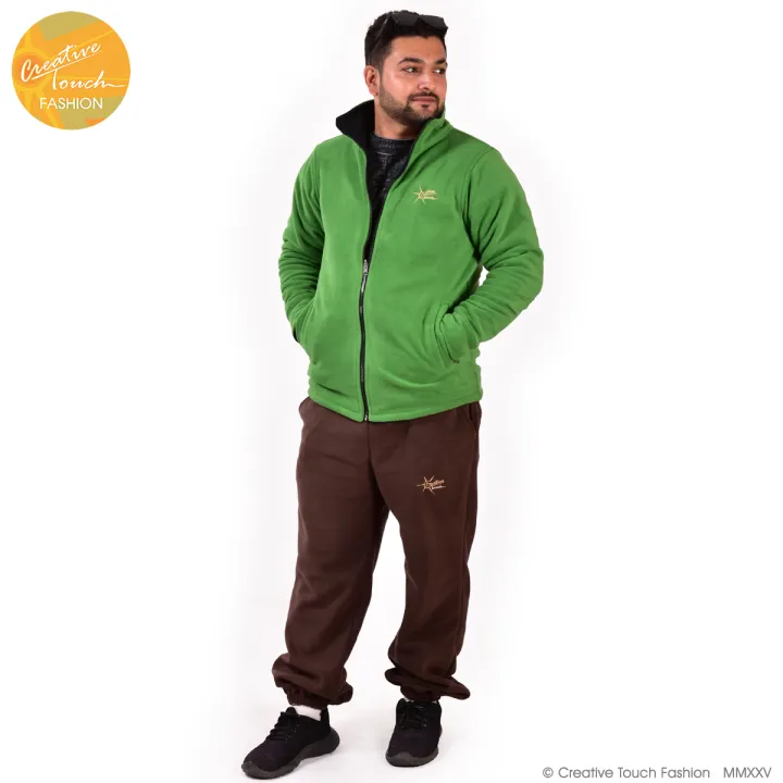 Creative%20Touch%20Fashion%20Grass%20Green/Black%20Double%20Side%20Reversible%20Polar%20Fleece%20Jacket%20For%20Men-MJK5008%20-%20Image%204