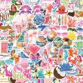 50/100PCS Summer Coconut Girls Stickers Waterproof Cartoon Sea Vocation Aesthetic Kindle Ipad Phone Laptop Diary Planner Sticker. 