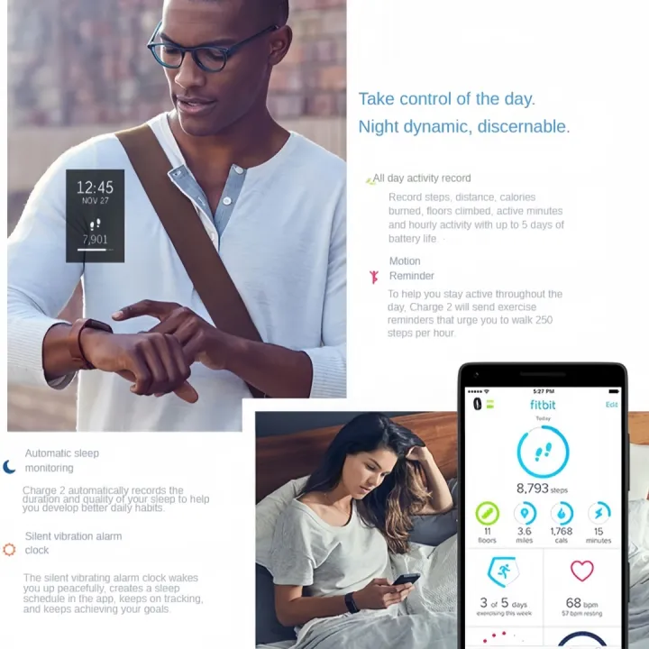 Linman%20Fitbit%20Alta%20HR%20smart%20sports%20watch/wristband%20heart%20rate%20pedoAffordable%20meter%20fitness%20calorie%20sleep%20monitoring%20information%20reminder%20-%20Image%205