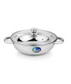 Airan Stainless Steel Kadhai Induction Bottom With Glass Lid Small. 
