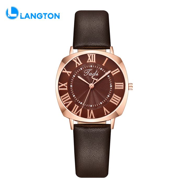 Langton%20Women%20Watch%20Quartz%20Movement%20Round%20Dial%20Roman%20Number%20Alloy%20Faux%20Leather%20Strap%20High%20Accuracy%20Lady%20Wristwatch%20Dating%20Anolog%20Watch%20-%20Image%203