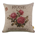 FORIDE 4X Vintage Floral/Flower Flax Decorative Throw Pillow Case Cushion Cover Home Sofa Decorative(3 Roses). 