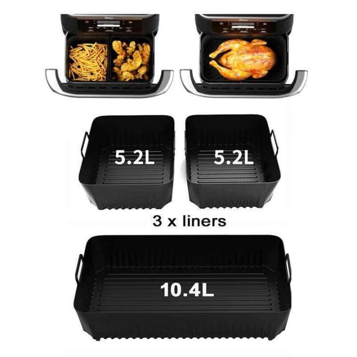 Hot Rectangle Silicone for Ninja DZ071/AF500UK Basket Replacement Dishwasher Safe Air Fryer Liners
