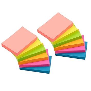 Pack of 2- Multicolor Sticky Note Pad (3 Inches x 5Inches) multi Colour Sticky Notes Book Mark Memo Pad Paper Pack of 100