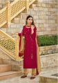 Prince Fashion Store Dark Red Embroidery Kurti With Pant And Shawl Set For Women. 
