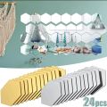 6/12PCs Hexagonal Diy 3D Mirror Wall Stickers Restaurant Aisle Floor Personality Decorative Mirror Paste Living Room Sticker. 