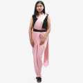 Pink Color Silk Embroidered Fix Saree With Black Blouse Set For Women. 