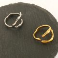 Gold hoop made creative stainless steel fashion geometric handmade irregular ring ladies silver ring. 