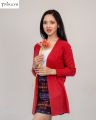 Trikaya Women's Cotton  Full Sleeves Long Cardigan -Red. 