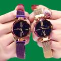 Combo Magnetic watch Stainless steel mesh belt Star sky watches Ultra-thin quartz watch Women's Watches. 