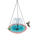 JAERBEE Hanging Bird Bath with Solar Fountain Solar Bird Bath Fountains Hanging Bird Baths for Outdoors Gray. 