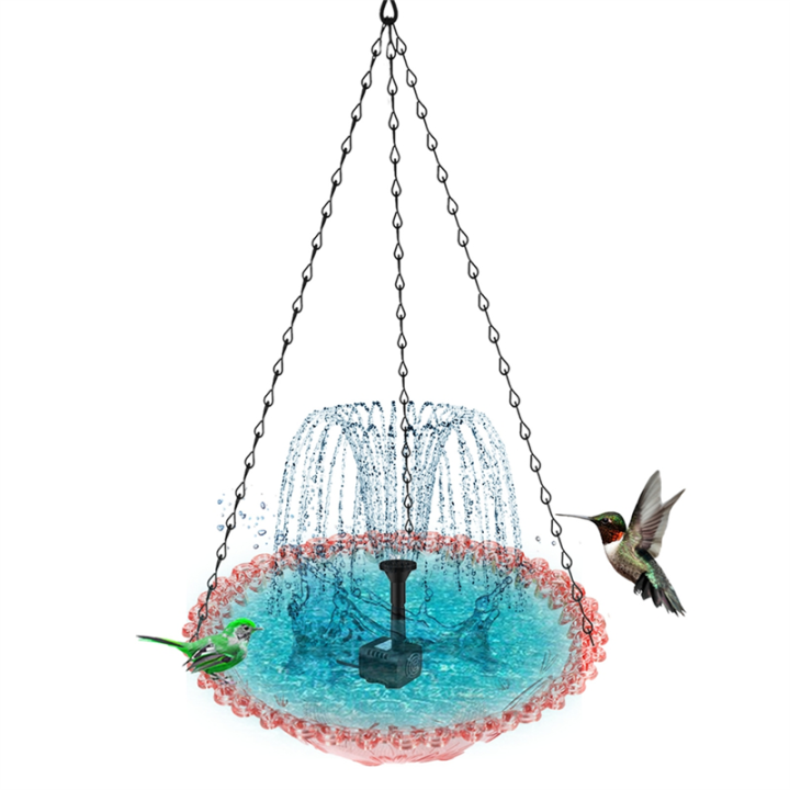 JAERBEE%20Hanging%20Bird%20Bath%20with%20Solar%20Fountain%20Solar%20Bird%20Bath%20Fountains%20Hanging%20Bird%20Baths%20for%20Outdoors%20Gray%20-%20Image%202