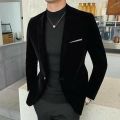 Men's Velvet Wine Red Fashion Suit Blazer. 