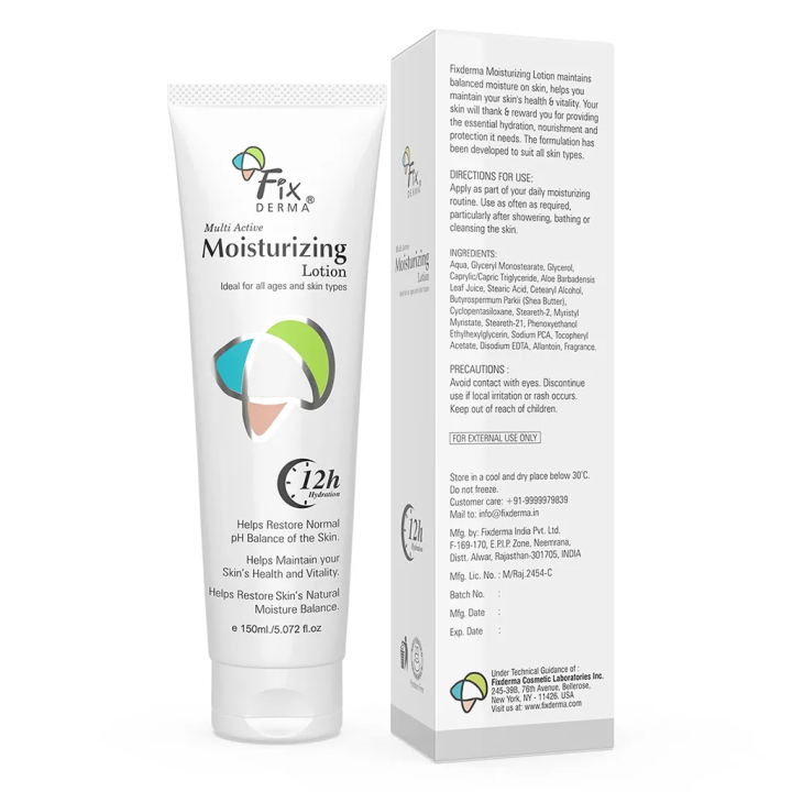 Fix Derma Multi Active Moisturizing Lotion 150 ml | For All Ages & Skin Types |  1% Sodium PCA, 2% Shea Butter, 0.5% Vitamin E