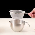 2Pcs/set sturdy Fine Mesh Stainless Steel Colander Large Capacity with Handle Drain Basket Measuring Scale Durable Scale Measuring Cup Vegetable Washing Basin. 