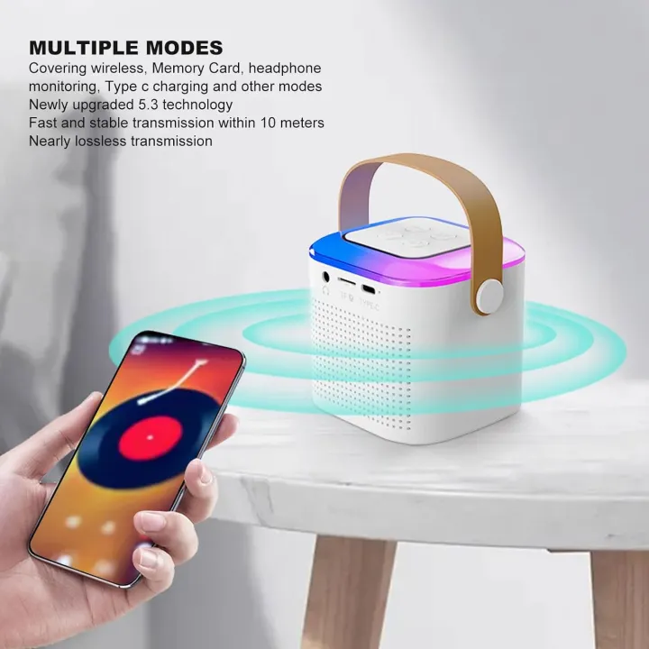Mini%20Karaoke%20Bluetooth%20Speaker%20with%20Wireless%20Microphone,%20RGB%20Light,%206W%20Karaoke%20Speaker%20Supports%20Memory%20Card%20Playback,%20Covers%20Wide%20Range%20for%20Party%20-%20Image%202
