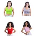 Crop Sando Top 4Pcs Combo Set T-Shirt  For Women. 