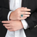 【Unlimited repurchase】S925 Silver Inlaid Pure Natural A Goods Jade Blue Water Pixiu Jade for Men and Women Adjustable Couple Fashion Ring. 
