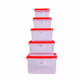 Bagmati Set Of 5 Square Plastic Container | Multipurpose Transparent Plastic Container With Air Tight Lid - 5 Pcs. 