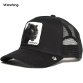 Wenefang American Style Summer Animal Baseball Cap For Women Men Sun Protection New style Mesh Embroidery Truck Driver Black Panther Wolf Hat. 