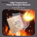 Wenefang WESA Wood Power Socket France Standard Electrical Outlet Standard Fashion Ground Wall Socket Embedded Plug Flame Retardant Plastic Panel. 