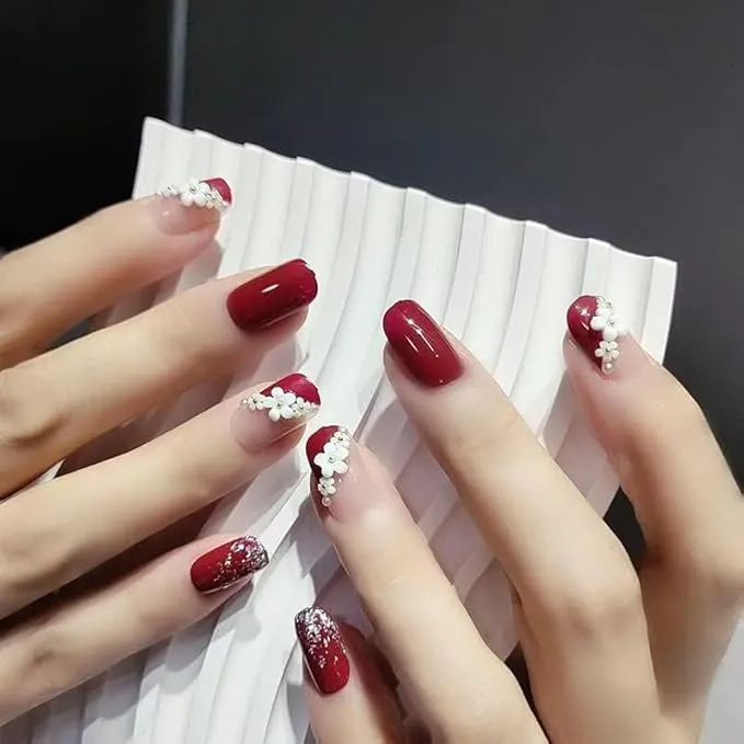 24%20Pcs%20Behuli%20Artificial%20Reusable%20Nails%20%E2%80%93%20Maroon%20Glitter%20&%20Floral%20Design%20Press-On%20Nails%20for%20Women%20-%20Image%202