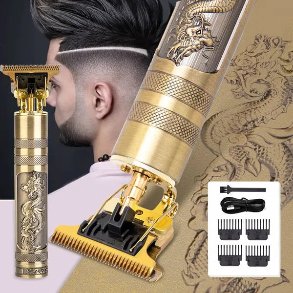 Vintage T9 Dragon Phoenix Hair Clipper Electric Hair Trimmer Retro Carved Oil Head Cutting Tool