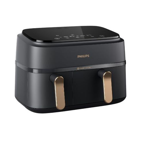 Philips Air Fryer NA352/0, 9L Capacity,2750 Watt, Dual Basket 6 L & 3 L , 8 Preset Menus, Intuitive Touch Control, 90% Less Oil, 500+ Recipes, Extra Large