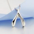 Poputton Fashion Kpop Wishbone Pendant Necklace Women Dogeared Wish Silver Plated Chain Necklace Collier Femme 2023 Jewelry. 