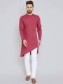 Men Solid Linen Cotton Kurta Pajama Set (Maroon). 