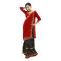 Maroon  Velvet Floral Embroidered Ghale Dress For Women. 