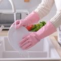 Rubber Plush Thick PVC Waterproof Gloves Kitchen Dish Washing Laundry Clothes Cleaning Gloves - Random Color. 
