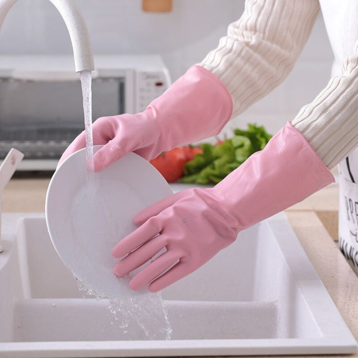 Rubber%20Plush%20Thick%20PVC%20Waterproof%20Gloves%20Kitchen%20Dish%20Washing%20Laundry%20Clothes%20Cleaning%20Gloves%20-%20Random%20Color%20-%20Image%204